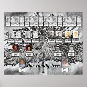 Affiche Photo Arbres de famille sur Art numérique noir et 