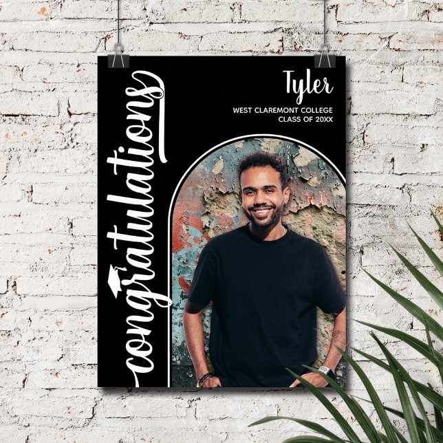 Affiche Photo Arché noir (Arched Photo on black  Graduation Poster, INSTANT DOWNLOAD and/or PRINTED)