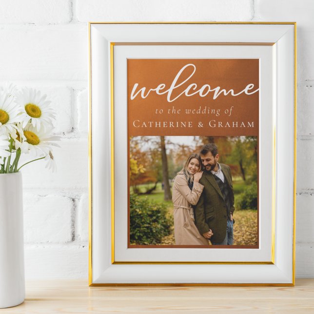 Affiche Photo Automnal Mariage de Style Rustique Orange Br (Créateur téléchargé)