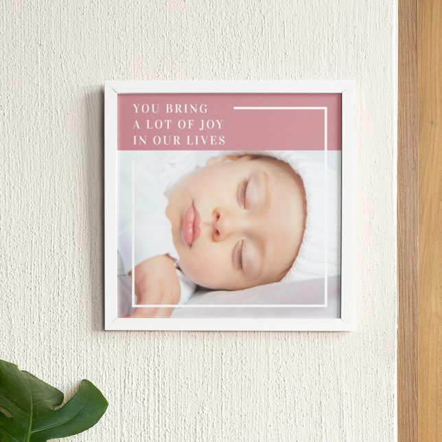 Affiche Photo Bébé Fancy Cute | Rose et blanc | Devis (Créateur téléchargé)