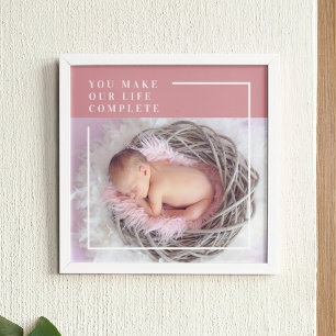 Affiche Photo bébé mignonne moderne Rose et blanc Devi