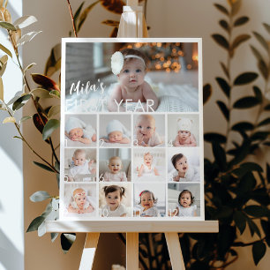 Affiche Photo bébé moderne Première année Jalon Signe