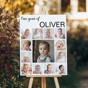 Affiche Photo bébé moderne Première année Jalon Signe