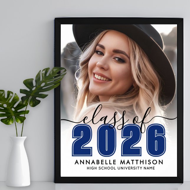 Affiche Photo Blue Graduation Party Sign (Photo Blue Graduation Party Sign)