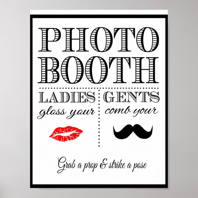 Affiche PHOTO BOOTH  panneau mariage ou fête (Devant)