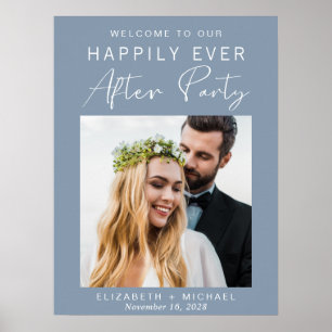 Affiche Photo Chic Dusty Blue Wedding Réception Bienvenue