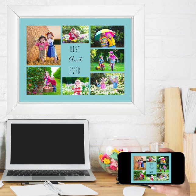 Affiche Photo Collage 7 Photos Meilleure Tante Ever Sky Bl (Créateur téléchargé)