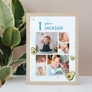Affiche Photo Collage Avocado 1er anniversaire