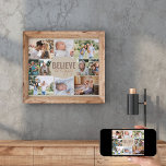 Affiche Photo Collage Believe Be Happy Multi Picture<br><div class="desc">Photo Collage Poster with 10 of your favorite photos. The wording in the center reads "believe be happy" and is lettered in bold typography and casual, skinny font script. The photo template is set up for you to add 10 pictures, which are displayed in landscape, square and portrait pictures to...</div>