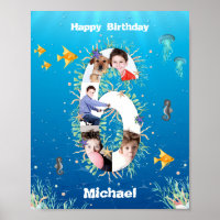 Photo Collage Big 6th Birthday Under the Sea