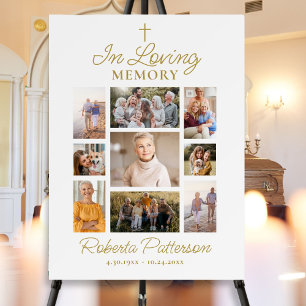 Affiche Photo Collage Cross Funeral Memorial Welcome