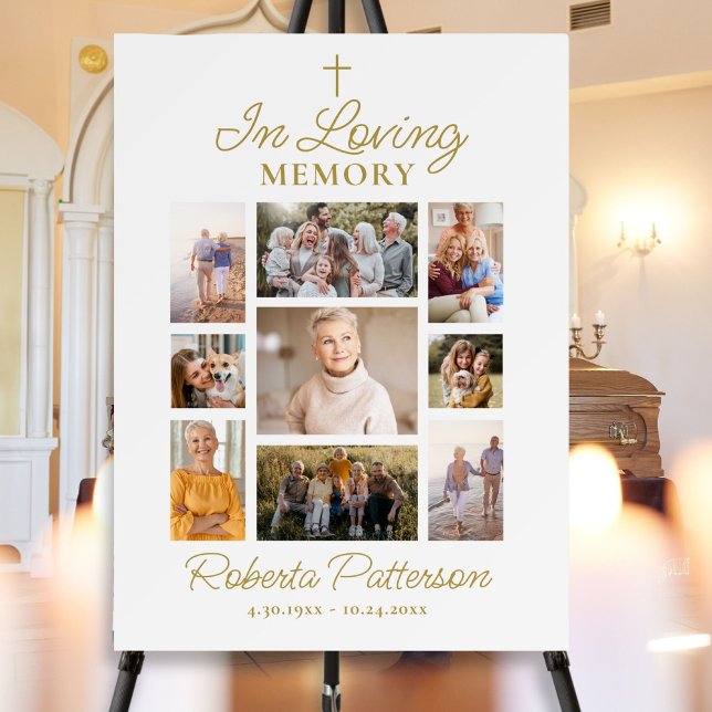 Affiche Photo Collage Cross Funeral Memorial Welcome (Créateur téléchargé)