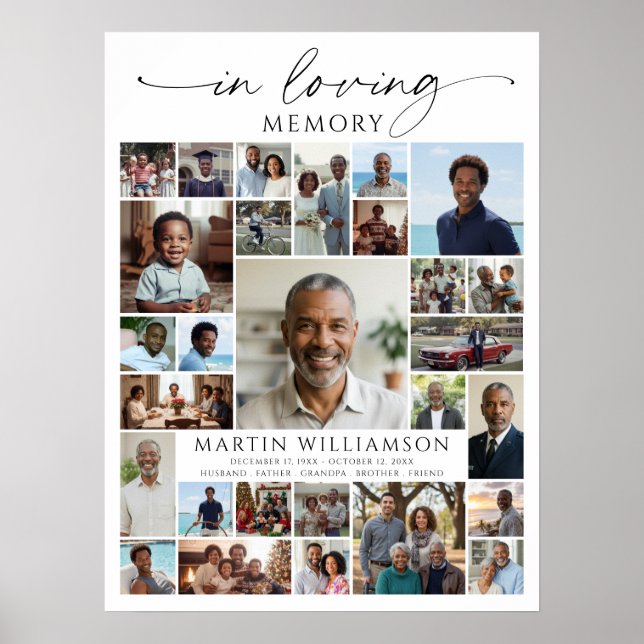 Affiche Photo Collage Funeral Celebration of Life Welcome (Devant)