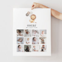 Affiche Photo Collage - Lion avec 3 Ballons Marron