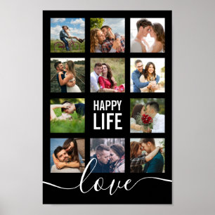 Affiche Photo Collage Mariage noir Bonne vie