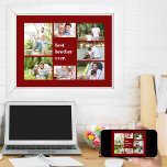 Affiche Photo Collage Meilleur Frère Ever Maroon<br><div class="desc">Créez votre propre affiche avec un collage photo unique pour la Meilleure Frère Ever (avec option pour éditer à bro, papa, grand-père, oncle etc). Votre collage photo contient 7 de vos photos préférées et est imprimé sur un arrière - plan marron. Le modèle est configuré pour vous permettre d'ajouter vos...</div>