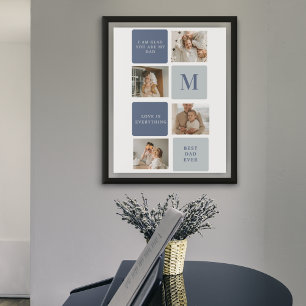 Affiche Photo Collage moderne & Bleu Happy Fête des pères 
