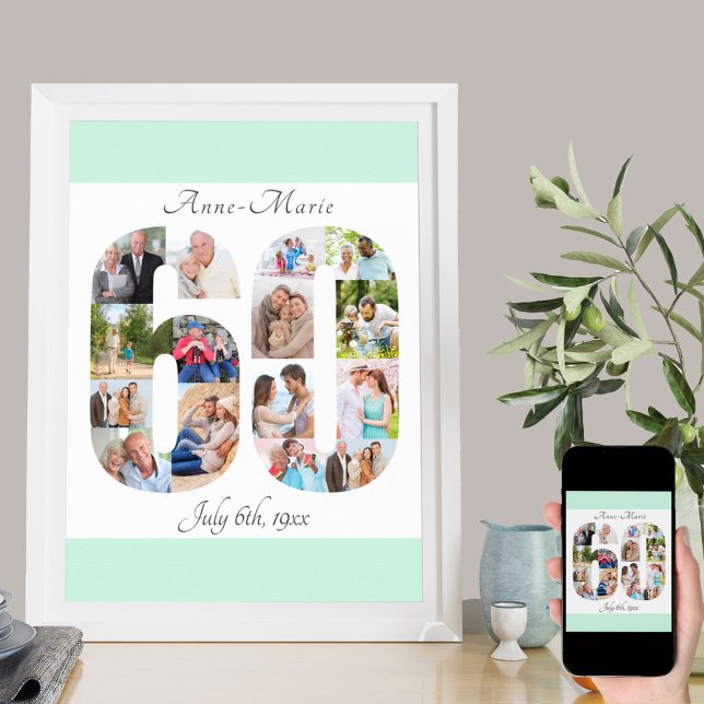 Affiche Photo Collage Numéro 60 Monnaie Blanc 60e annivers (Créateur téléchargé)