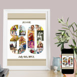 Affiche Photo Collage Numéro 80 Custom 80th Birthday<br><div class="desc">Poster personnalisé avec collage photo numéro 80 - parfait pour un cadeau unique de 50e anniversaire. L'affiche est blanche avec des bordures de flocons d'avoine beige neutre et une typographie moderne en bronze. Le collage photo peut contenir jusqu'à 18 de vos photos de famille préférées actuelles ou créer votre propre...</div>