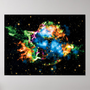 Affiche Photo colorée de la supernova Cassiopeia A par la