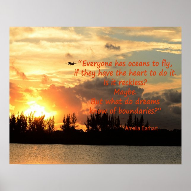Affiche Photo coucher de soleil avec Amelia Earhart (Devant)