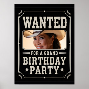 Affiche Photo d'anniversaire de style Far West Western Cou