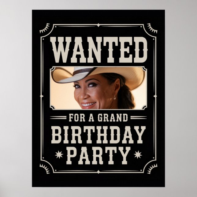 Affiche Photo d'anniversaire de style Far West Western Cou (Devant)