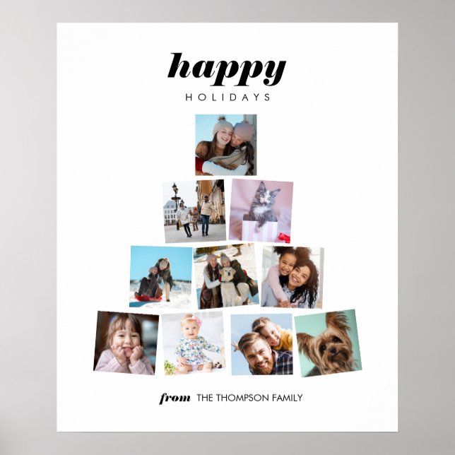Affiche Photo d'arbre de Noël de famille Collage Vacances (Devant)