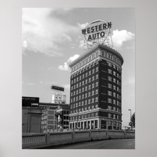 Affiche Photo d'architecture noir et blanc de Western Auto