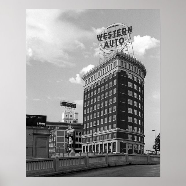 Affiche Photo d'architecture noir et blanc de Western Auto (Devant)
