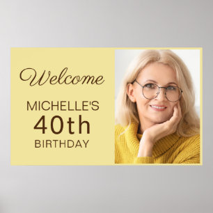 Affiche Photo de 40e anniversaire de femme jaune 