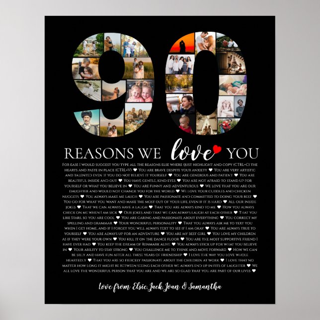 Affiche photo de 90 ans raisons pour lesquelles nous vous  (Devant)