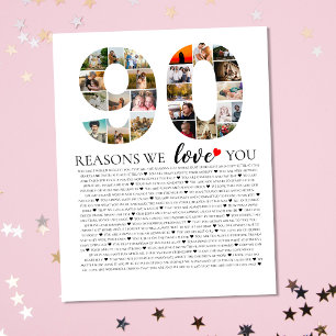 Affiche photo de 90 raisons pour lesquelles nous vous aimo