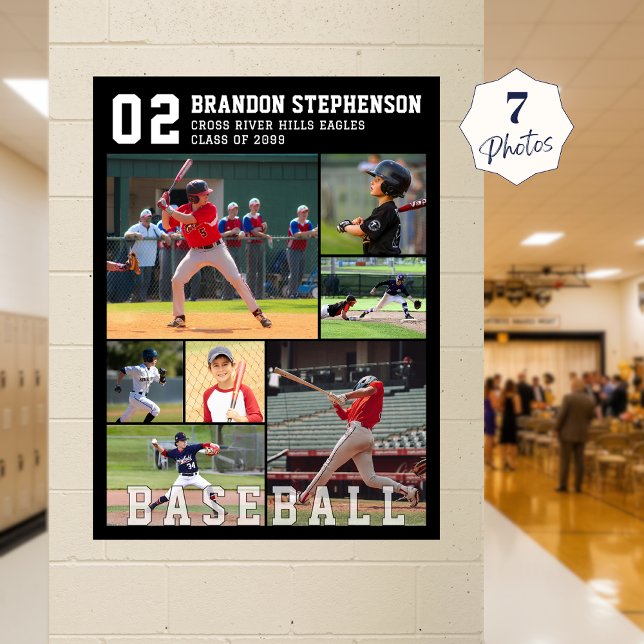 Affiche Photo de baseball 7 Nom et numéro du joueur (Créateur téléchargé)