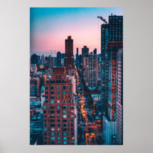 AFFICHE PHOTO DE BÂTIMENTS HAUT DE GAMME AVEC BLEU ET ROSE