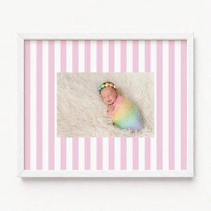 Affiche Photo de bébé fille aux rayures de bonbon rose pâl