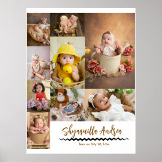 Affiche photo de bébé mignon - 9 photo & texte personnalis