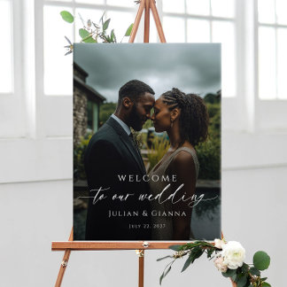Affiche Photo de bienvenue de mariage élégant