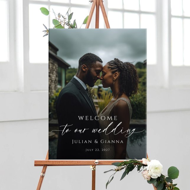 Affiche Photo de bienvenue de mariage élégant (Créateur téléchargé)