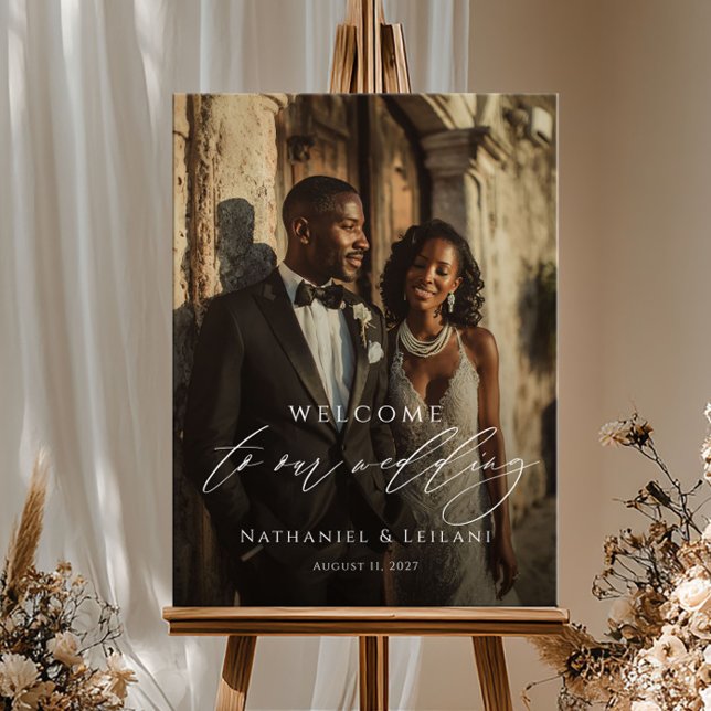 Affiche Photo de bienvenue de mariage élégant  (Créateur téléchargé)