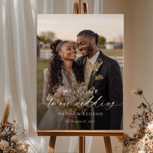 Affiche Photo de bienvenue de mariage élégant