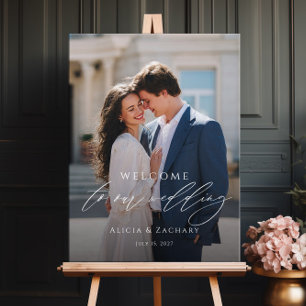 Affiche Photo de bienvenue de mariage élégant