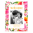 Photo de bienvenue de mariage floral rose orange c