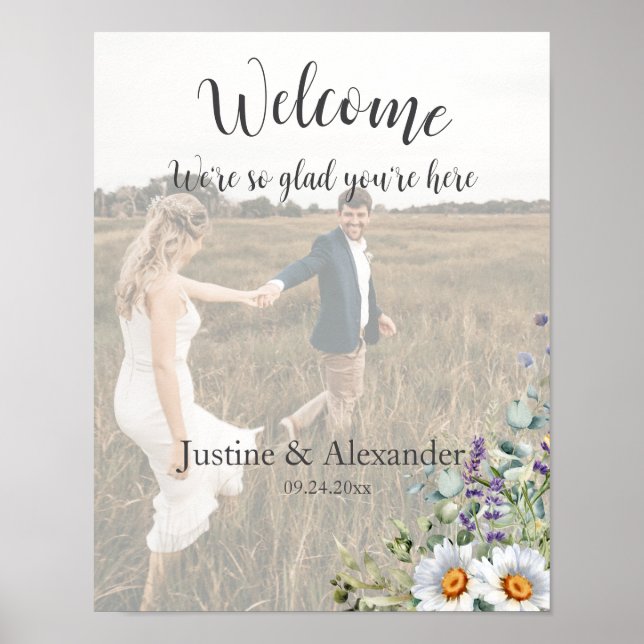 Affiche Photo de bienvenue du Mariage White Daisy (Devant)