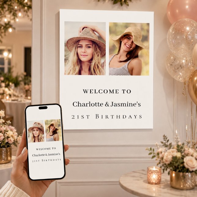 Affiche Photo de bienvenue moderne pour anniversaire de 2  (Créateur téléchargé)