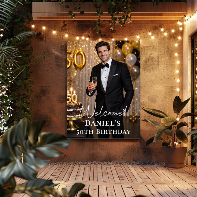 Affiche Photo de bienvenue pour fête d'anniversaire (Créateur téléchargé)