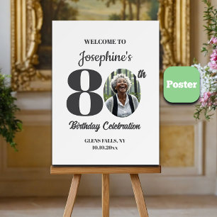 Affiche Photo de bienvenue pour une fête d'anniversaire 80