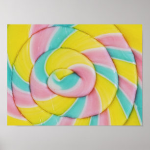 Affiche Photo de bonbons en spirale arc-en-ciel pastel