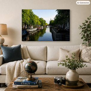 Affiche Photo de canal panoramique d'Amsterdam et de pénic