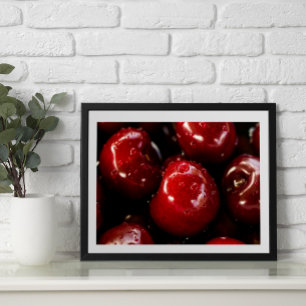 Affiche photo de cerises rouges